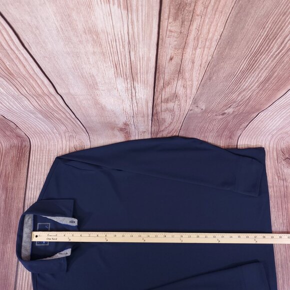 Twillory Mens Large Long Sleeve Performance Athleisure Golf Polo Shirt Navy Blue - Picture 15 of 15